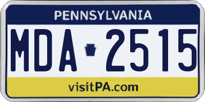 PA license plate MDA2515