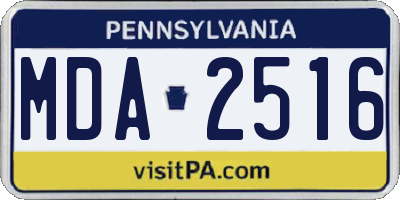 PA license plate MDA2516