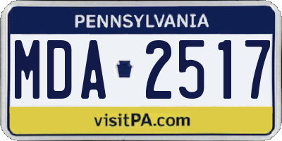 PA license plate MDA2517