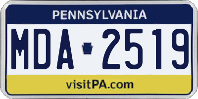 PA license plate MDA2519