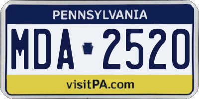 PA license plate MDA2520