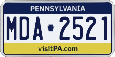 PA license plate MDA2521