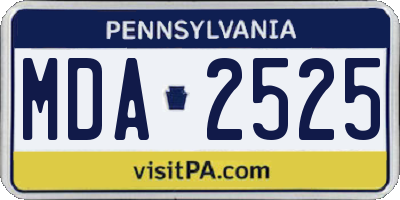 PA license plate MDA2525