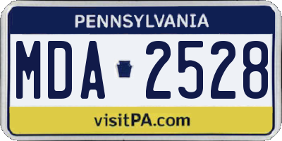 PA license plate MDA2528