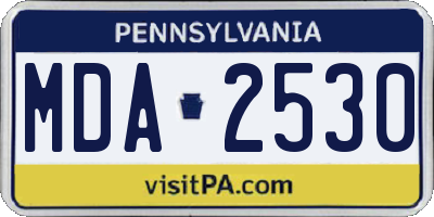 PA license plate MDA2530