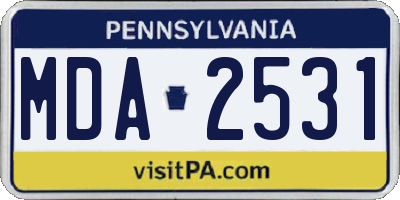 PA license plate MDA2531