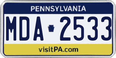 PA license plate MDA2533
