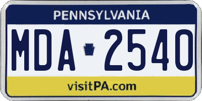 PA license plate MDA2540