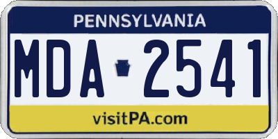PA license plate MDA2541
