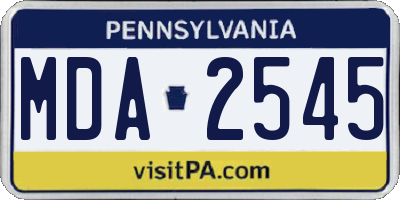 PA license plate MDA2545