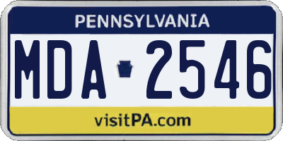 PA license plate MDA2546
