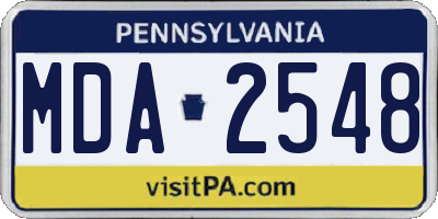 PA license plate MDA2548