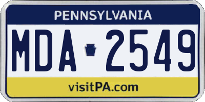 PA license plate MDA2549