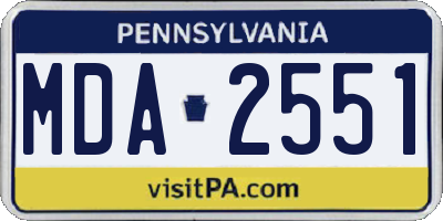 PA license plate MDA2551