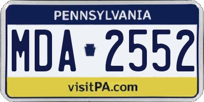 PA license plate MDA2552