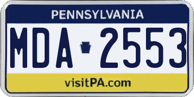 PA license plate MDA2553