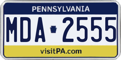 PA license plate MDA2555