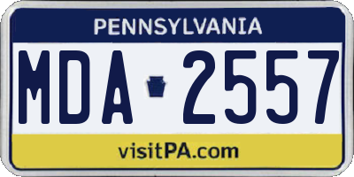 PA license plate MDA2557