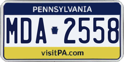 PA license plate MDA2558