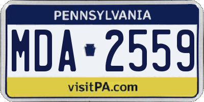 PA license plate MDA2559