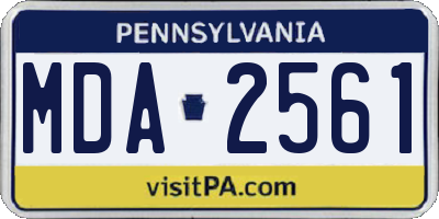 PA license plate MDA2561
