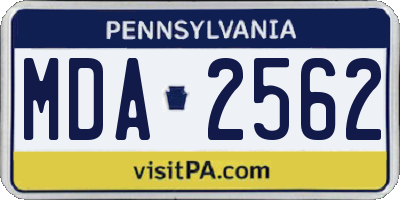 PA license plate MDA2562