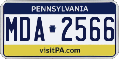 PA license plate MDA2566
