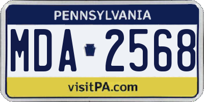 PA license plate MDA2568