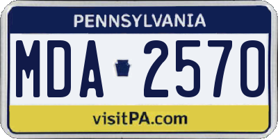 PA license plate MDA2570