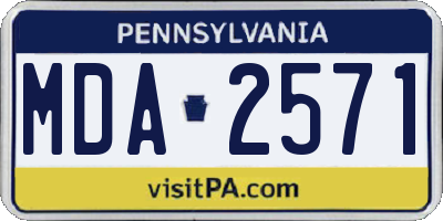 PA license plate MDA2571