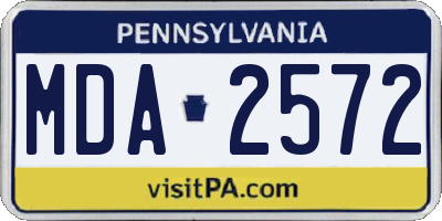 PA license plate MDA2572