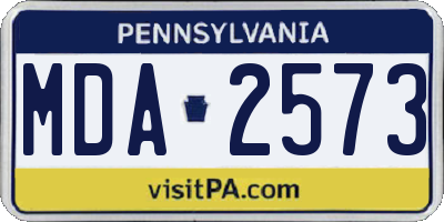 PA license plate MDA2573
