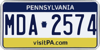PA license plate MDA2574