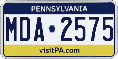 PA license plate MDA2575