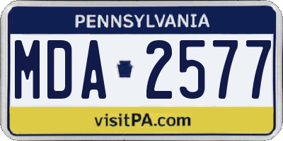 PA license plate MDA2577