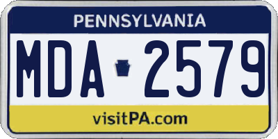 PA license plate MDA2579