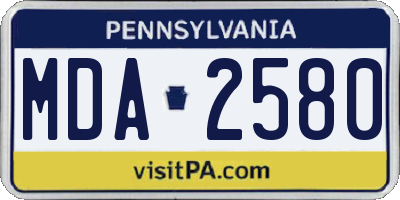 PA license plate MDA2580