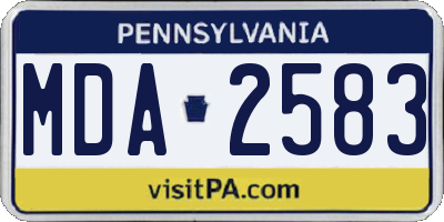PA license plate MDA2583