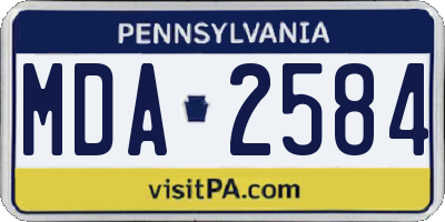 PA license plate MDA2584