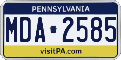 PA license plate MDA2585