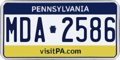 PA license plate MDA2586
