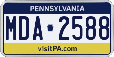 PA license plate MDA2588