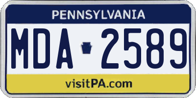 PA license plate MDA2589