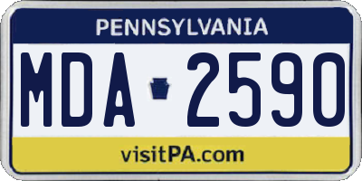 PA license plate MDA2590