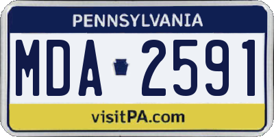 PA license plate MDA2591