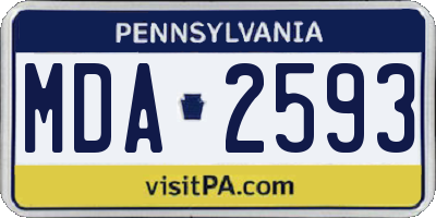 PA license plate MDA2593