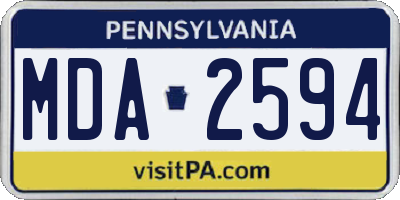 PA license plate MDA2594