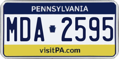 PA license plate MDA2595