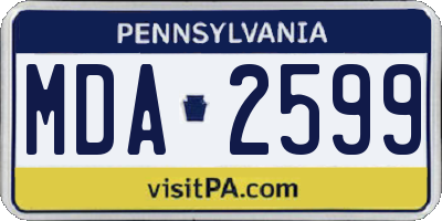 PA license plate MDA2599