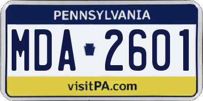 PA license plate MDA2601